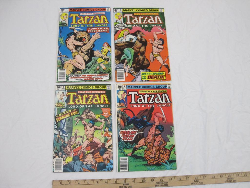 Four Tarzan Lord of the Jungle Comic Books Nos. 1-4, June-September 1977, Marvel Comics Group, 7 oz