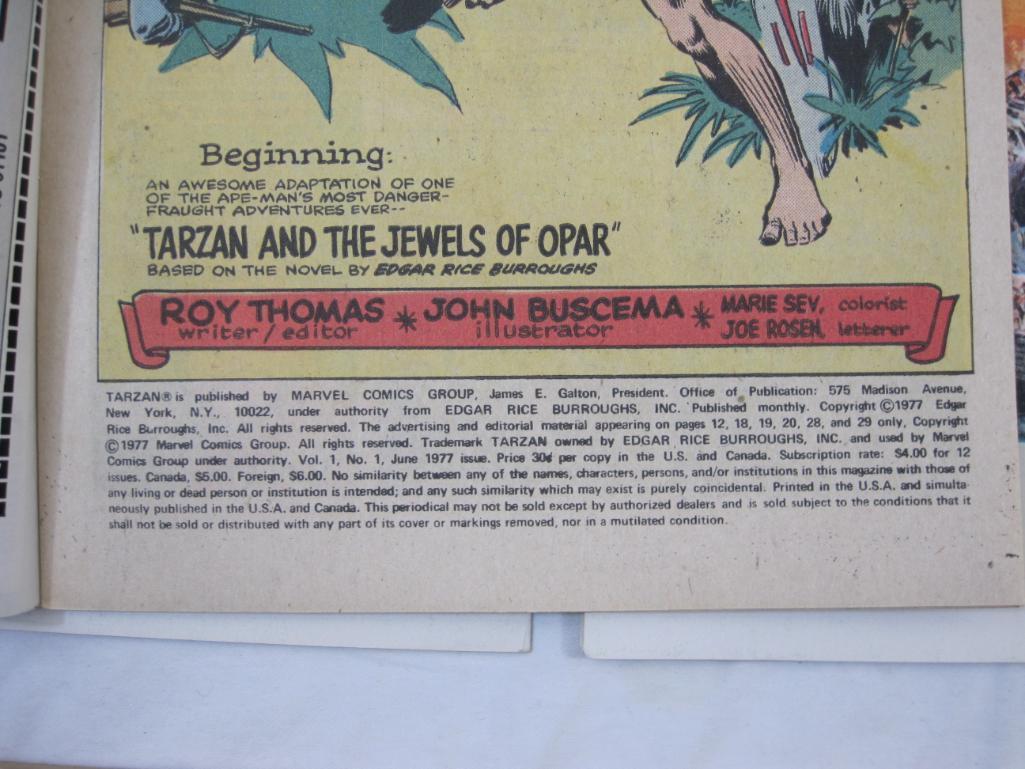 Four Tarzan Lord of the Jungle Comic Books Nos. 1-4, June-September 1977, Marvel Comics Group, 7 oz