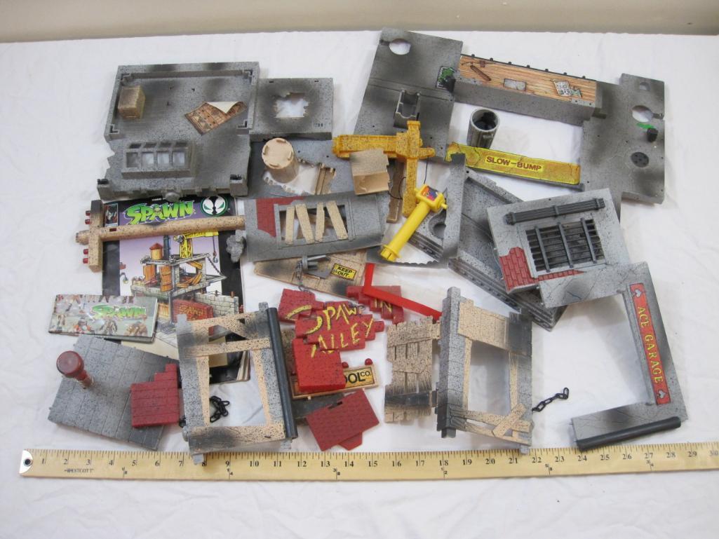Spawn Alley Action Play Set, 1994 TMP Toys, AS IS, see pictures for included pieces, 3 lbs