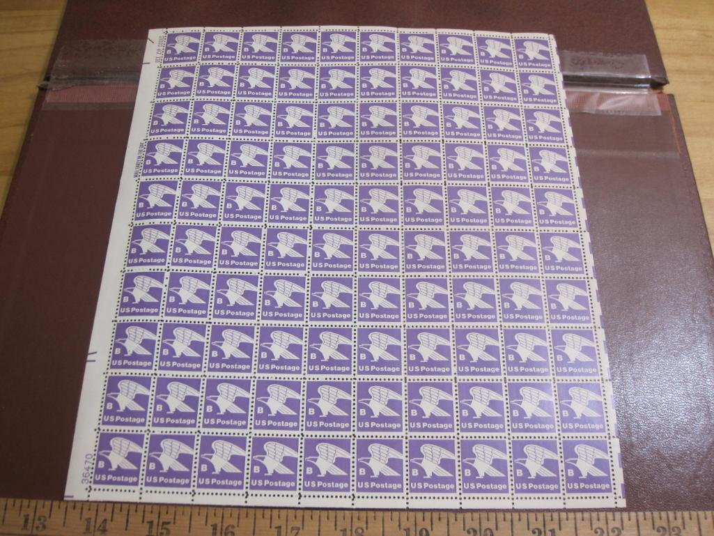 Full sheet of 100 1981 18 cent B-rate Eagle perf. 11 x 10.5 US postage stamps, Scott # 1818