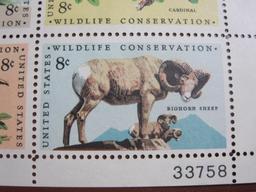 Full sheet of 32 1972 8 cent Wildlife Conservation US Postage Stamps, Scott # 1464-67