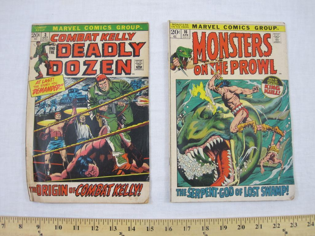 Two Bronze Age Marvel Comics including Combat Kelly and Deadly Dozen No. 3 October 1972 and Monsters