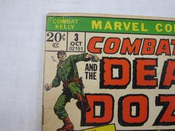 Two Bronze Age Marvel Comics including Combat Kelly and Deadly Dozen No. 3 October 1972 and Monsters