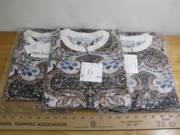 Three XL Creme De Silk 100% Silk Shirts, Riveira Pattern