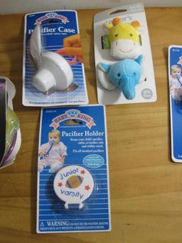 Lot of Child Care Items, New in the Package, including: Reusables, Pacifier Holders, Utensils and