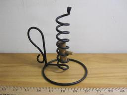 Lot of 2 Candle Holders, 1 Candlestick and 1 Four-Position Tea Candle Holder