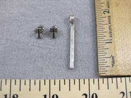 Lot of Sterling Silver Religious Jewelry including "Faith Hope Love Peace" Pendant and pair of cross