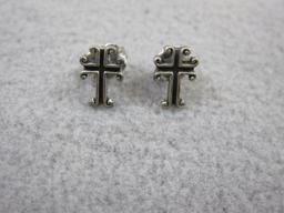 Lot of Sterling Silver Religious Jewelry including "Faith Hope Love Peace" Pendant and pair of cross