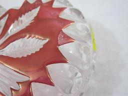 Vintage Ruby Byrdes Crystal Heart Covered Dish, Hofbauer over 24% Lead Crystal, 1 lb 9 oz