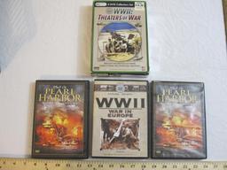 Lot of WWII DVDs including Attack on Pearl Harbor, National Archives, and Theaters of War, 1 lb