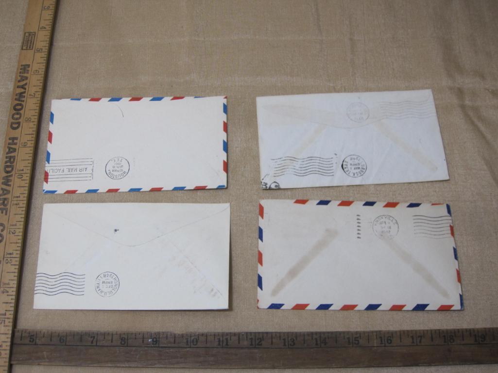 Lot of four addressed US Air Mail envelopes: 3 1948 with postage stamps; one postmarked 1961