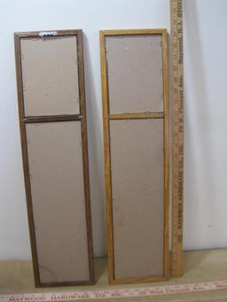 Two decorative wooden frame mirrors, 6in x 24.5in