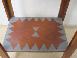 Small End Table with Southwestern Themed Art, approx 26" tall, 12inches wide