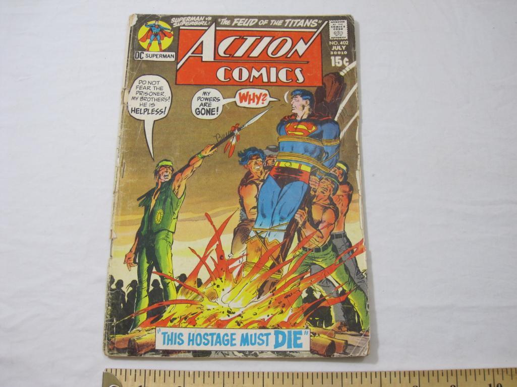 Action Comics No. 402 July 1971, DC Superman, cover has wear and book is stapled (see pictures), 2