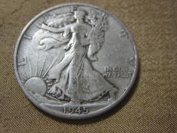 One Silver 1945-S Walking Liberty Half Dollar, 12.2 g