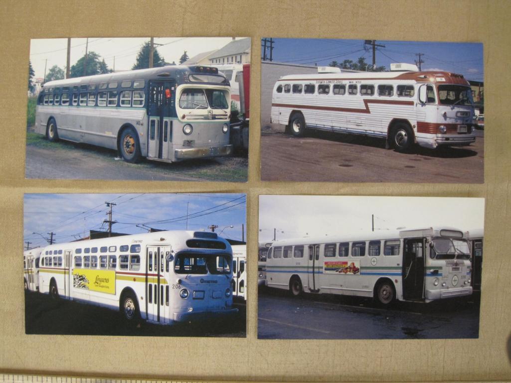 Lot of 11 unused color postcards of buses, in use during the 1970s and 1980s, from: Oakland, PA (2);