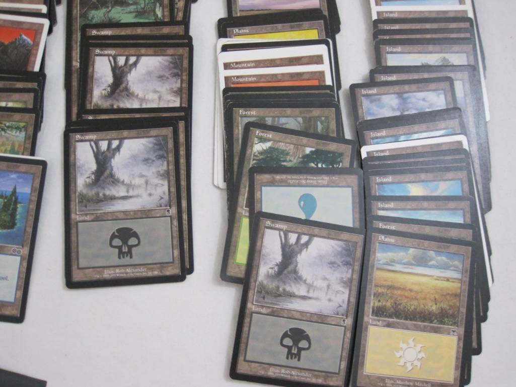 Lot of Magic the Gathering MTG LANDS, sleeve protectors, and dice, 3 lbs 10 oz