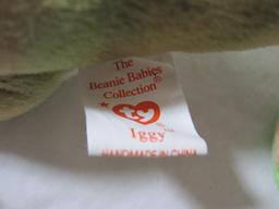 Four TY Beanie Babies including Rainbow (2 variations), Iggy, and Smoochy, all tags included and