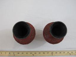 Pair of Vintage Chinese Carved Cinnabar Vases, see pictures for condition, 1 lb 9 oz