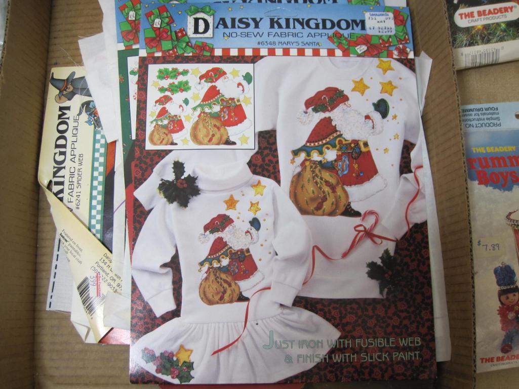 Box Lot of Vintage Christmas items, patterns, Beadery Craft Products and more