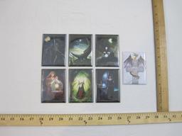Seven Assorted Refrigerator Magnets including wolves, witch, wizard, and more, Tree-Free Greetings,