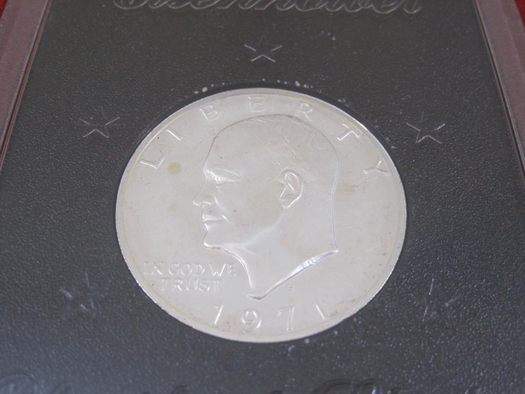 One 1971-S Eisenhower US Proof Silver Dollar, packaged by US Mint