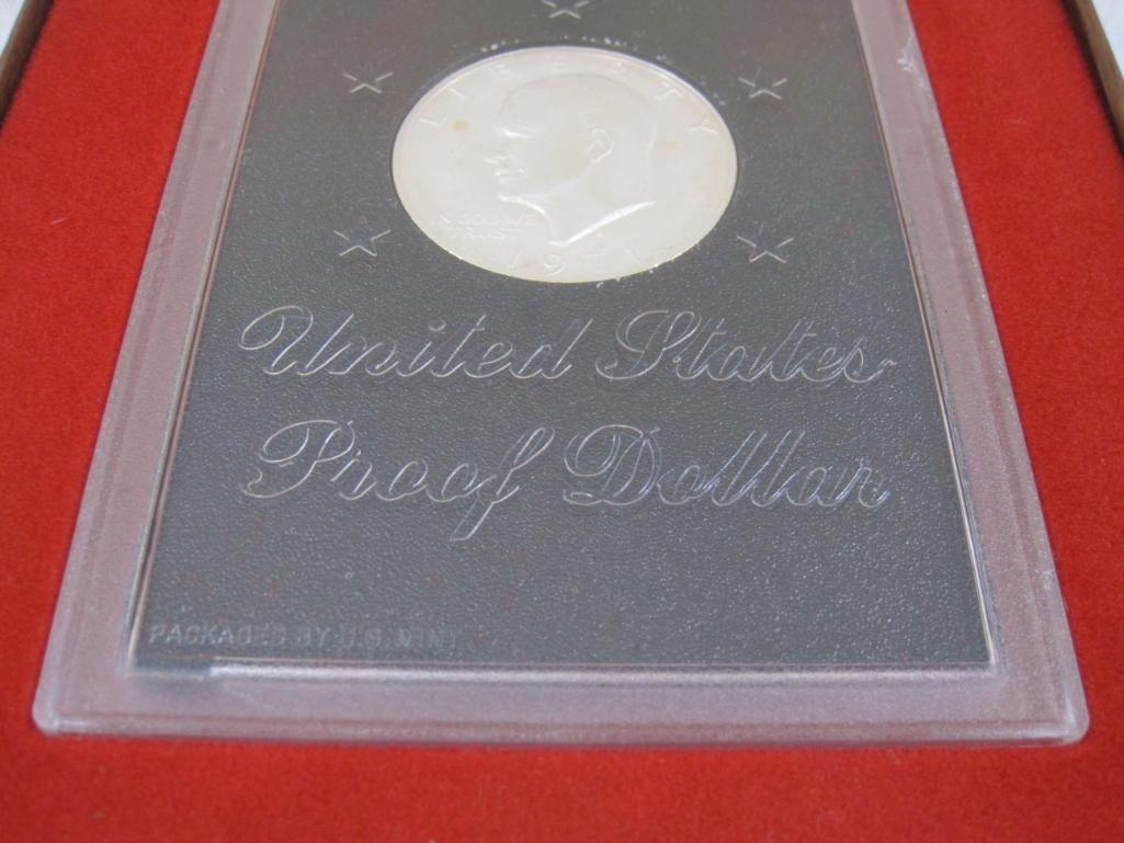 One 1971-S Eisenhower US Proof Silver Dollar, packaged by US Mint