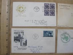 Lot of 4 addressed 1940s 12/ First Day of Issue covers, including 2 different covers featuring the 3