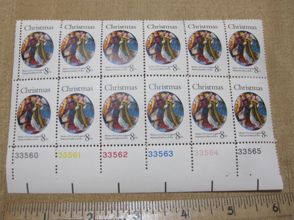Block of 12 1972 8 cent Christmas US postage stamps, #1471