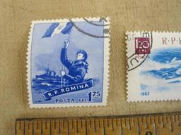 Lot of 3 canceled Romania postage stamps, including 2 1962 water sports stamps, #s 1484-1485