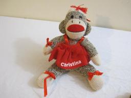 Two Sock Monkeys including TY and Personal Creations personalized Christina, 6 oz