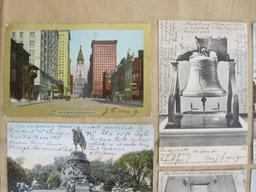 Eight vintage Philadelphia postcards, mostly color, but a few black and white of the Liberty Bell,