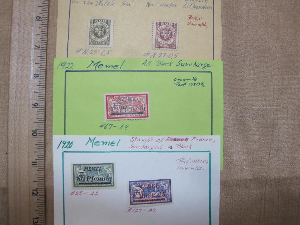 Lot of 5 1920s postage stamps of Memel (a Northern Europe Baltic Sea territory that after World War