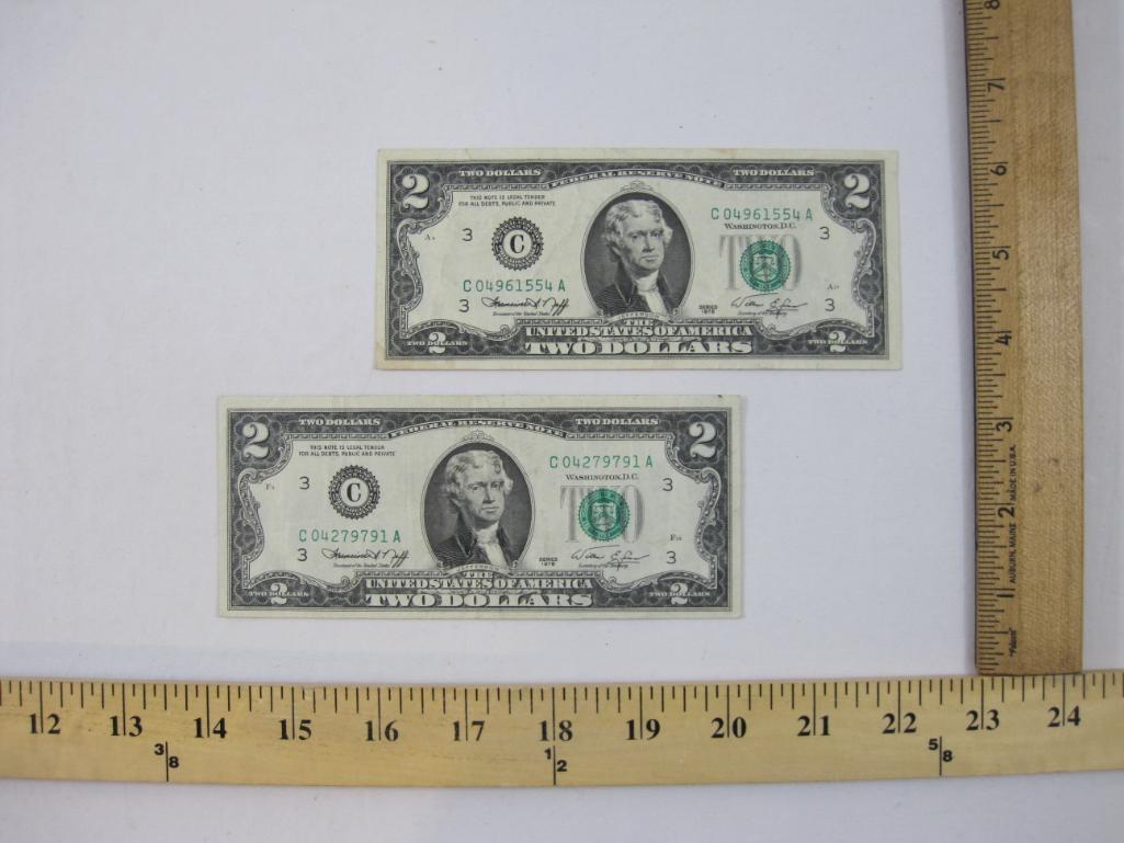 Two Bicentennial Two Dollar Bills, C04279791A and C04961554A