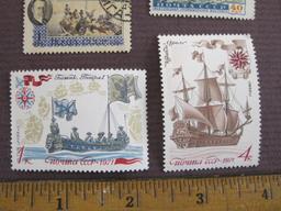 Lot of 5 Russia/Soviet Union postage stamps includes 2 1956 canceled stamps depicting plus 2