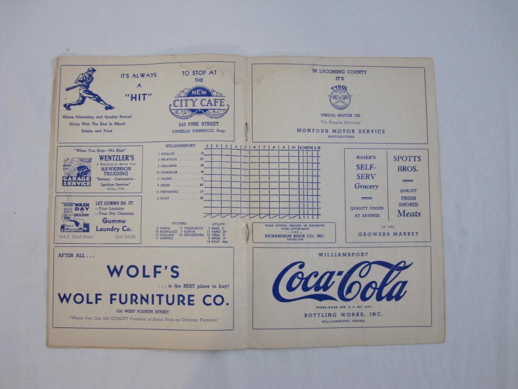 On to Victory! Williamsport "Grays" Official Scorebook and Program, Bowman Field 1945, 2 oz