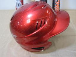 Child's Baseball Helmet and three aluminum baseball bats