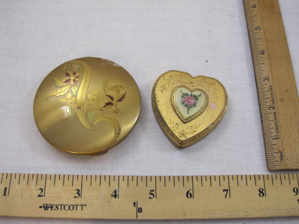 Two Vintage Gold Tone Compacts, 6 oz