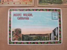 Three 1920s-era accordion-style California souvenir photo folders, from Mount Wilson, Riverside and