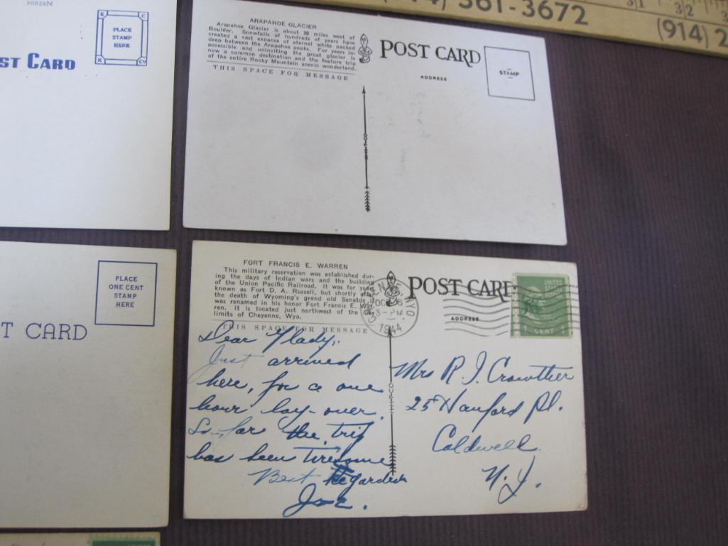 Seven Vintage American Scenic Postcards ,Colorado, Montana Sioux Falls South Dakota, Fort Francis