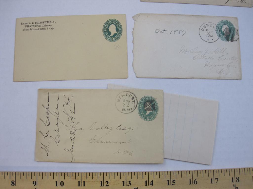 Batch of late 19th Century addressed, stamped envelopes, one with a letter enclosed. Plus one never