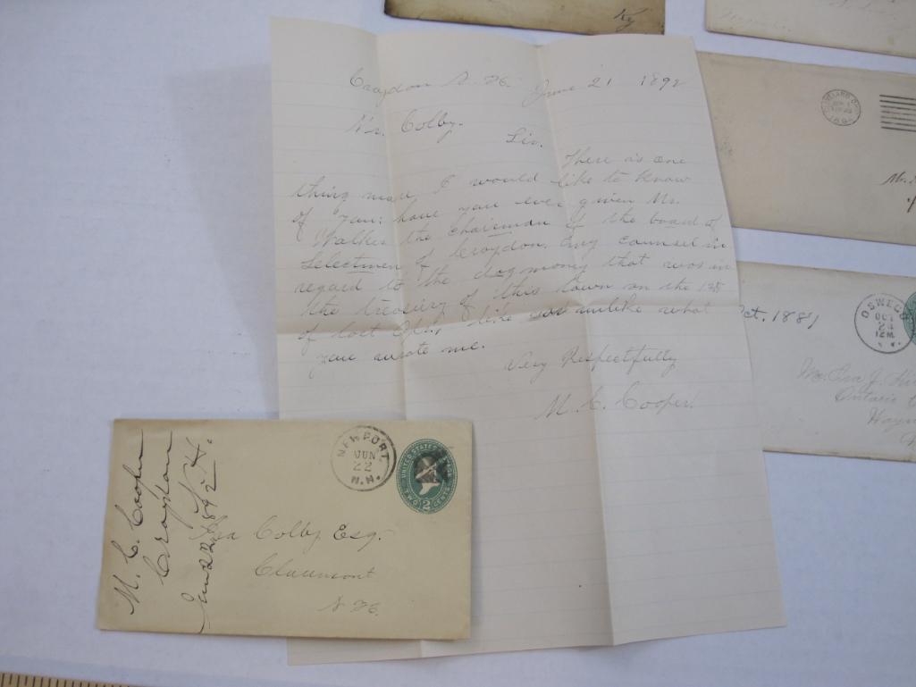 Batch of late 19th Century addressed, stamped envelopes, one with a letter enclosed. Plus one never