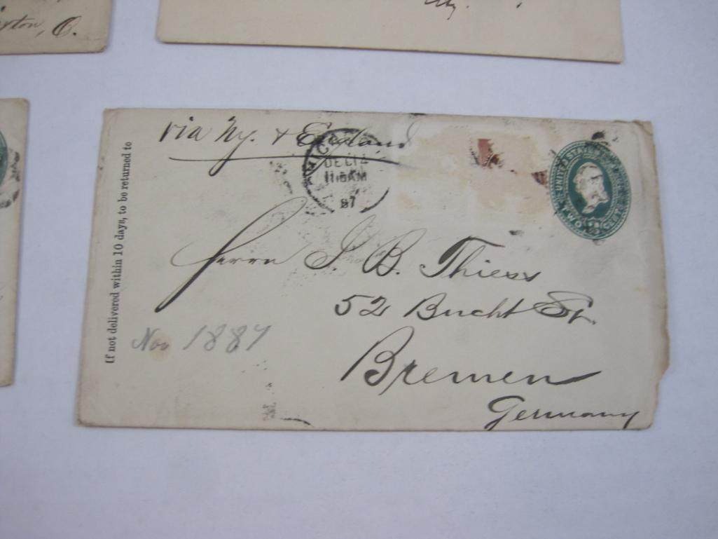 Batch of late 19th Century addressed, stamped envelopes, one with a letter enclosed. Plus one never