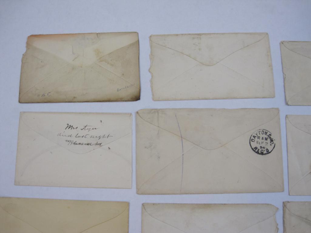 Batch of late 19th Century addressed, stamped envelopes, one with a letter enclosed. Plus one never