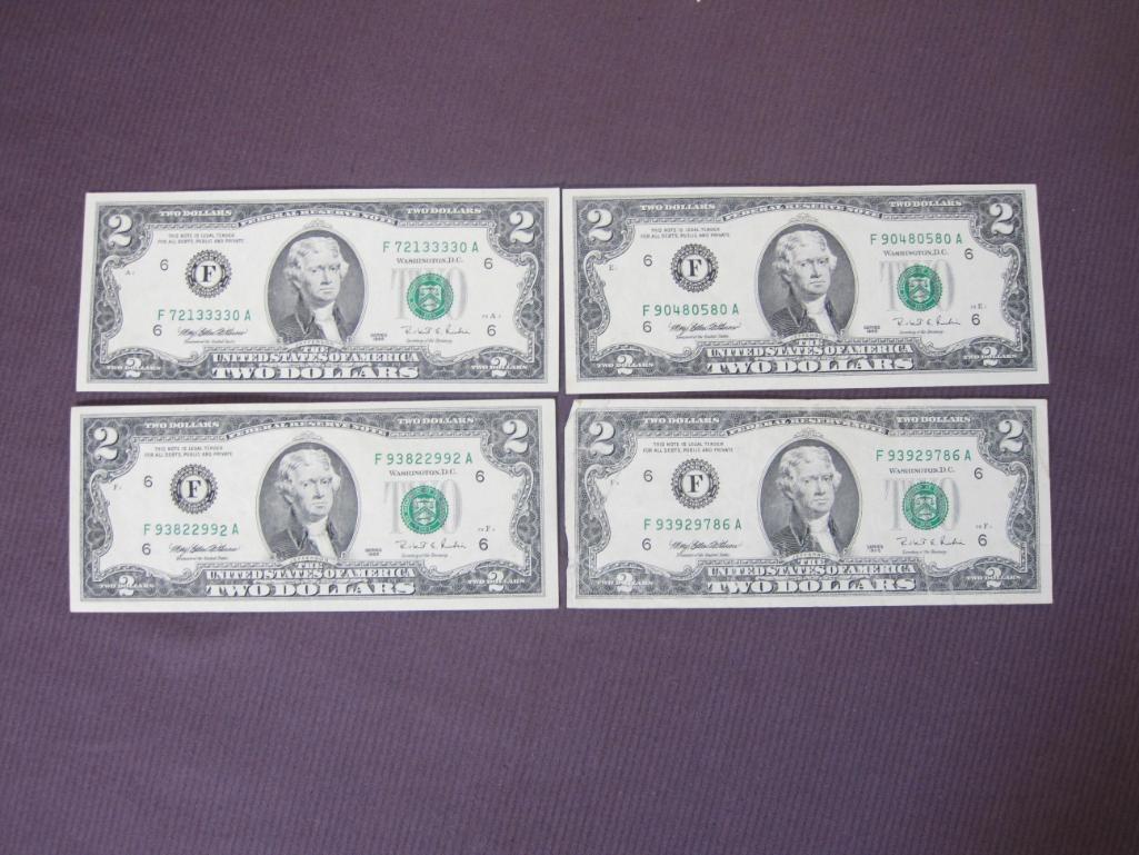 Four Robert E. Rubin Series 1995 Two-Dollar bills