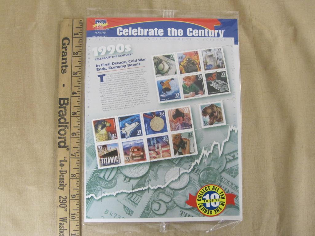 1990s Celebrate the Century Full Pane of Postage Stamps, 2000