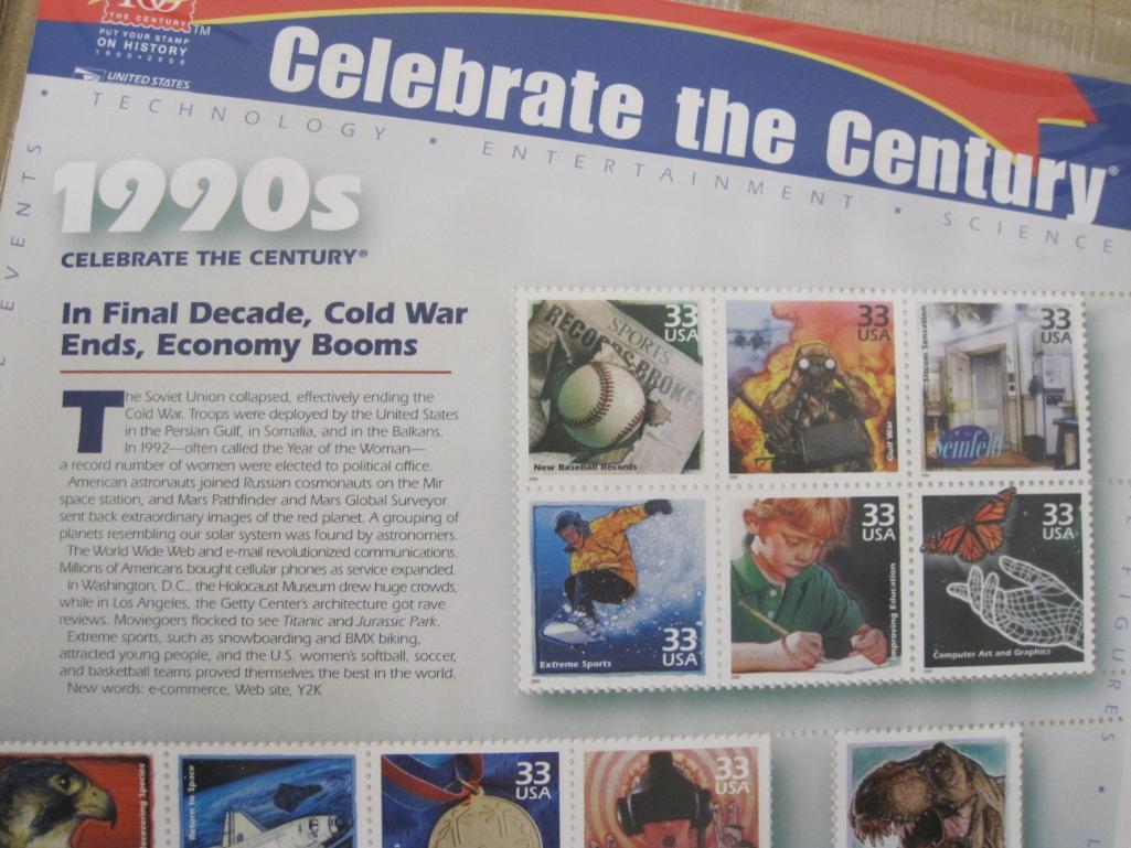 1990s Celebrate the Century Full Pane of Postage Stamps, 2000