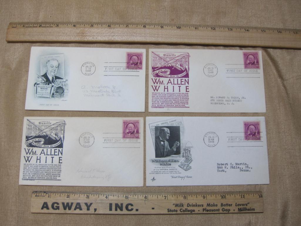 Four Vintage U.S First Day Covers William Allen White 1948