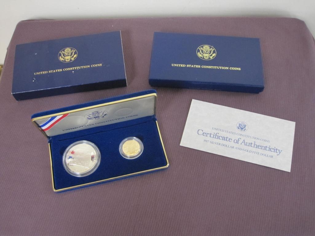 United States Constitution Coin Set includes a 1987 Constitution Proof Silver Dollar (90 percent