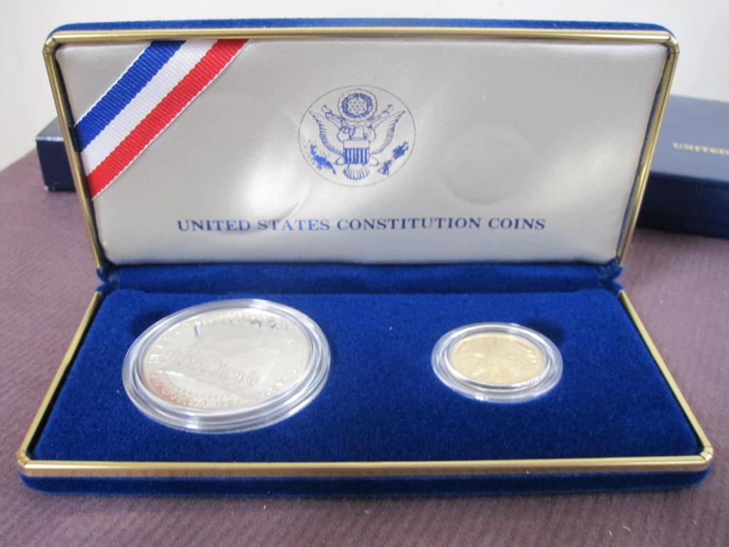 United States Constitution Coin Set includes a 1987 Constitution Proof Silver Dollar (90 percent